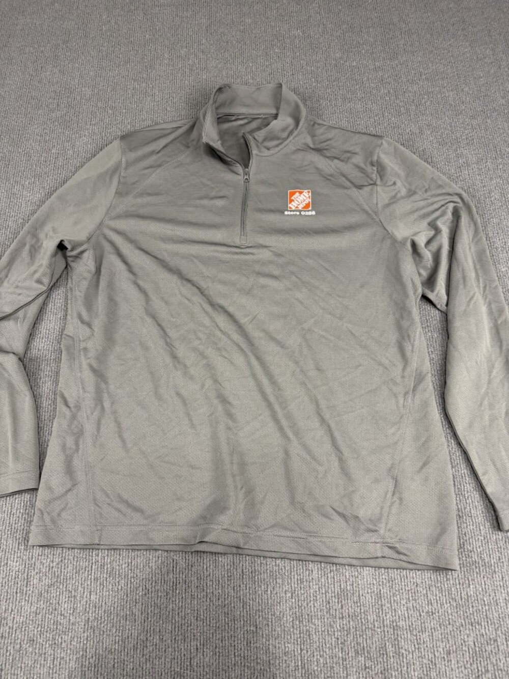 The Home Depot Mens Gray 1/4 Zip Pullover Long Sleeve Shirt L